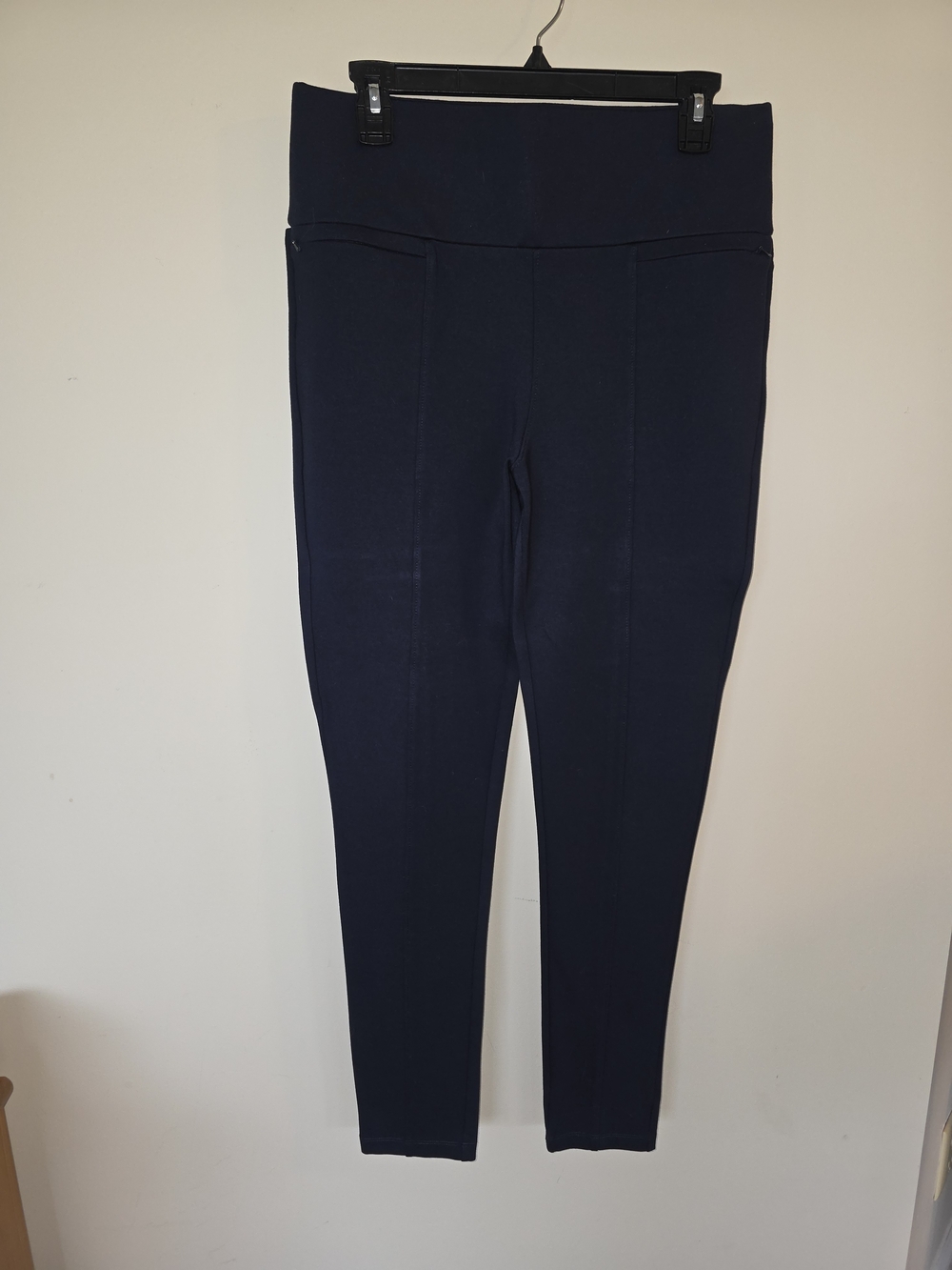 Betabrand Women Dress Pant Yoga Pant Skinny Large Long Navy 4 Pocket